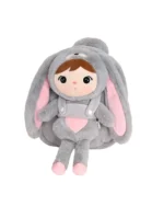 Plecak Metoo z wyjmowanym pluszakiem - Królik szaro-różowy