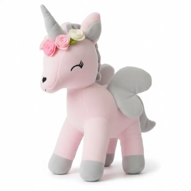 Pluszowy jednorożec z wianuszkiem L - Różowy