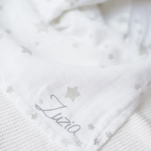 Otulacz muślinowy w gwiazdki- 120 x 120cm