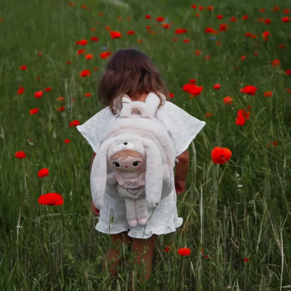 Plecak Metoo z wyjmowanym pluszakiem - Królik jasnobeżowy