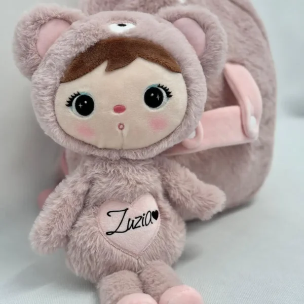 Plecak Metoo z wyjmowanym pluszakiem - Różowy Miś