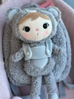 Plecak Metoo z wyjmowanym pluszakiem - Szary Miś Teddy