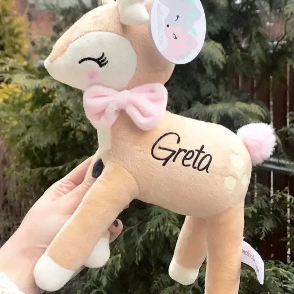 Pluszowa Sarenka z różową kokardką