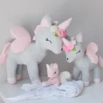 Pluszowy jednorożec L - Szaro-Różowy