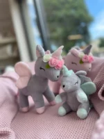 Pluszowy jednorożec M - Szaro-Różowy