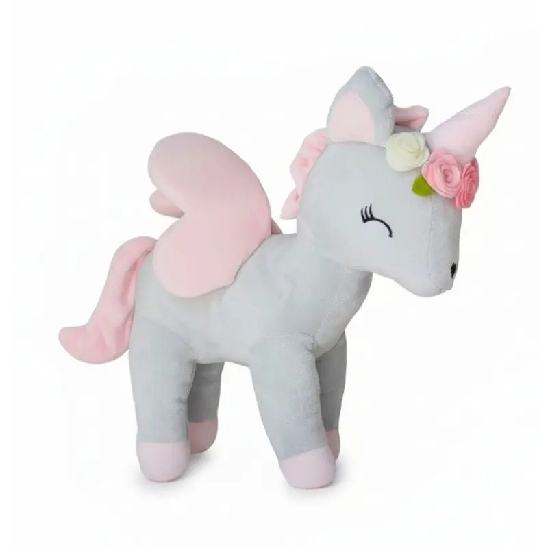 Pluszowy-Jednorozec-z-wianuszkiem M Szaro-Rozowy