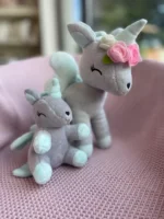 Pluszowy jednorożec M - Szaro-miętowy